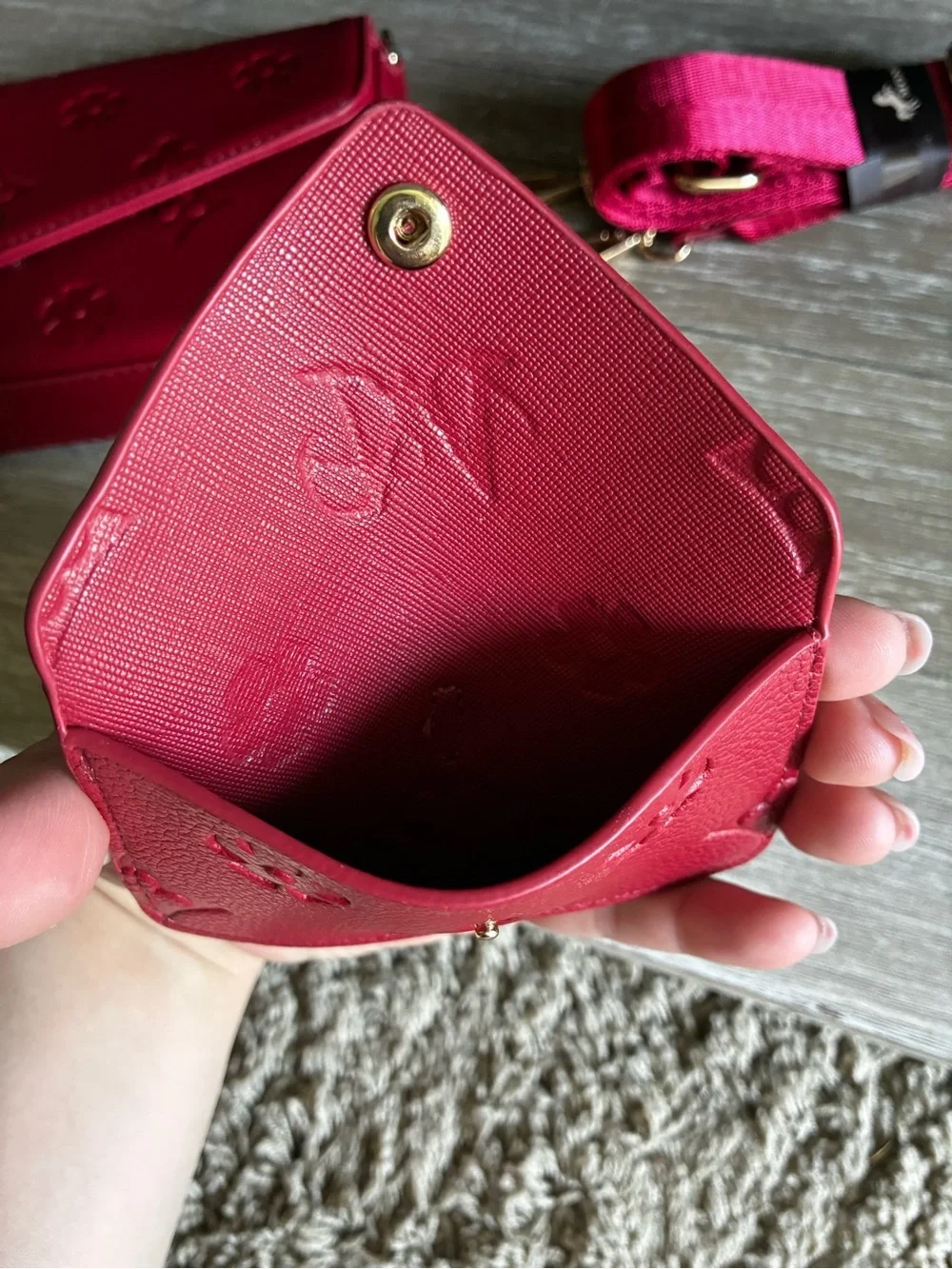 Montana West Red Embossed 4pc Crossbody Wallet Set with Gold Hardware